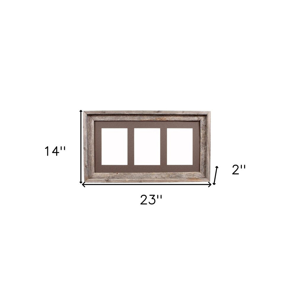 5" x 7" Gray Solid Wood Hanging Picture Frame with Mat