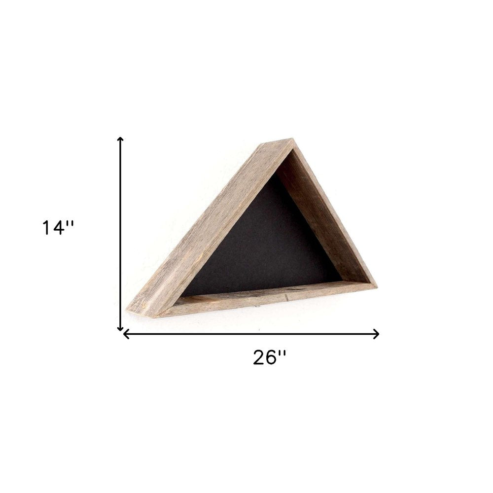 26" X 14" Gray Wood Triangle Hanging Dimensional Sculpture