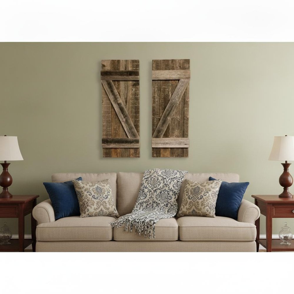 Set of Two 36" X 14" Gray Solid Wood Wall Decor