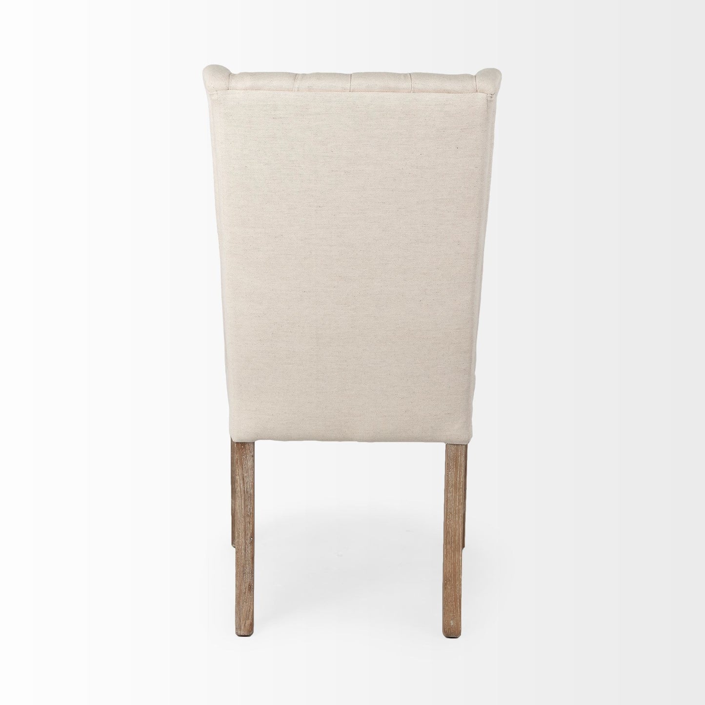 Tufted Cream and Brown Upholstered Linen Wing Back Dining Side Chair