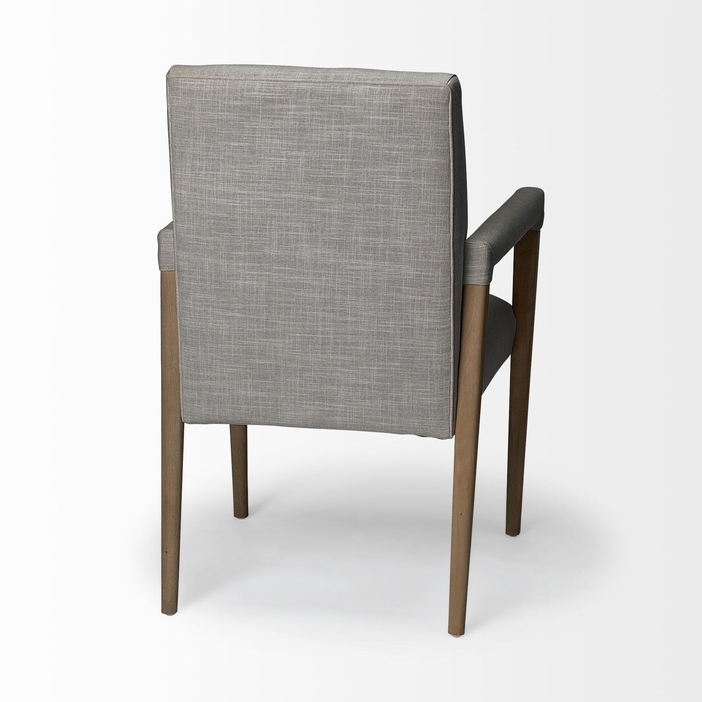 Gray and Brown Upholstered Fabric King Louis Back Dining Arm Chair