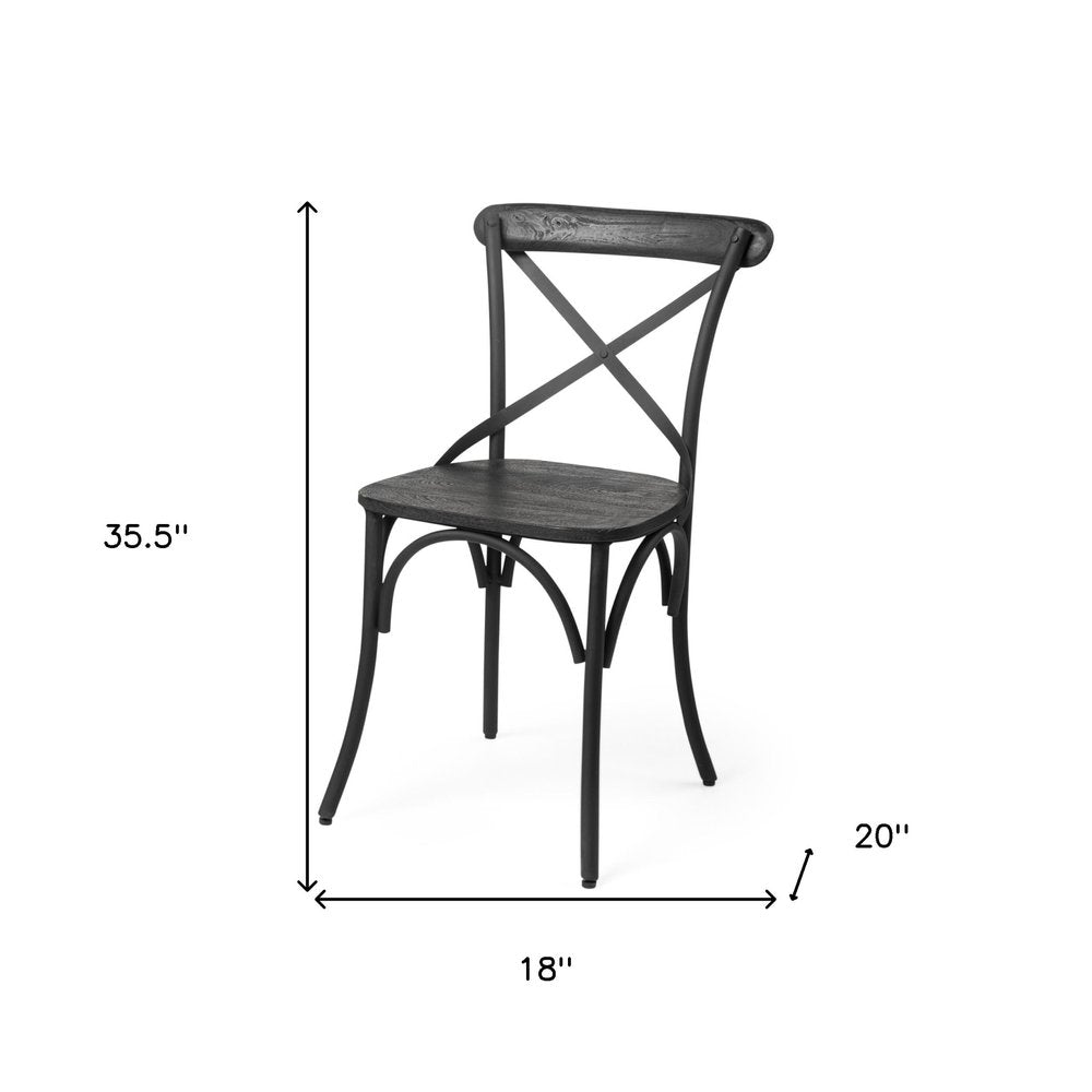Set of Two Black Cross Back Dining Side Chairs
