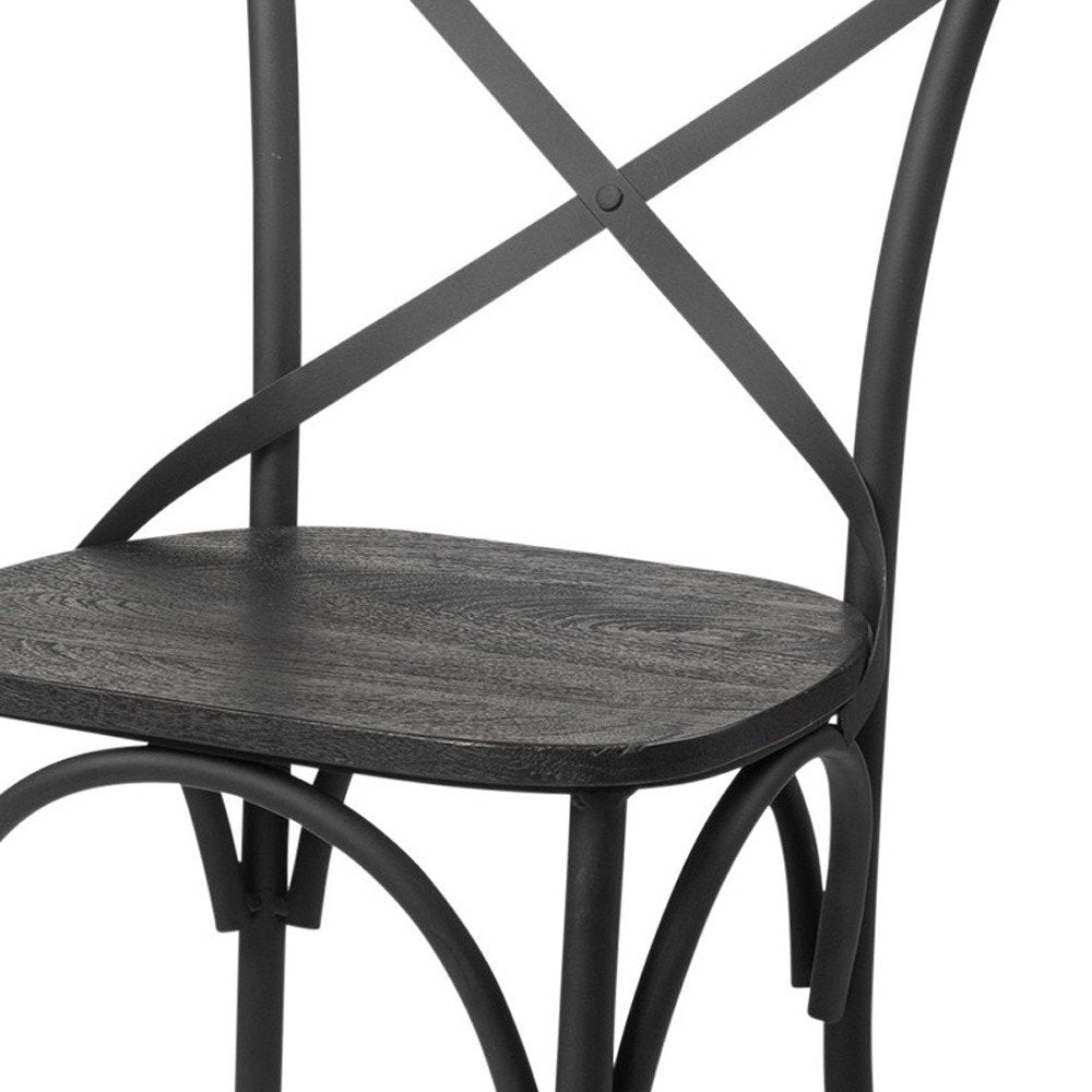 Set of Two Black Cross Back Dining Side Chairs