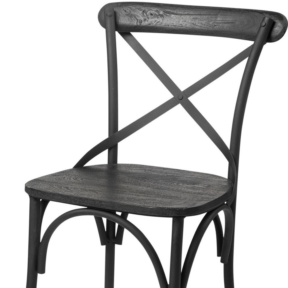 Set of Two Black Cross Back Dining Side Chairs
