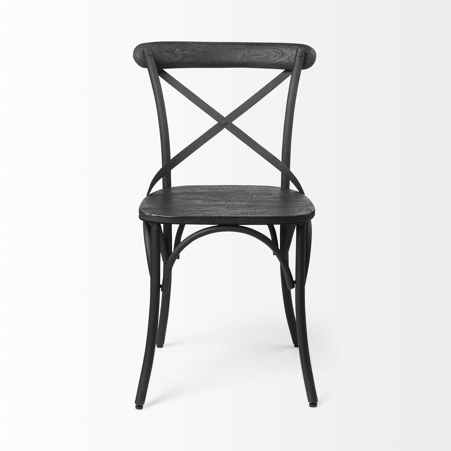 Set of Two Black Cross Back Dining Side Chairs