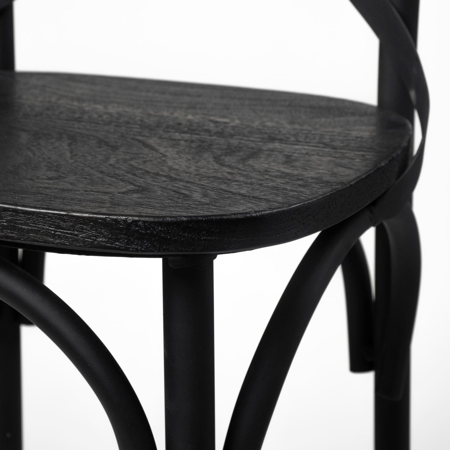 Set of Two Black Cross Back Dining Side Chairs