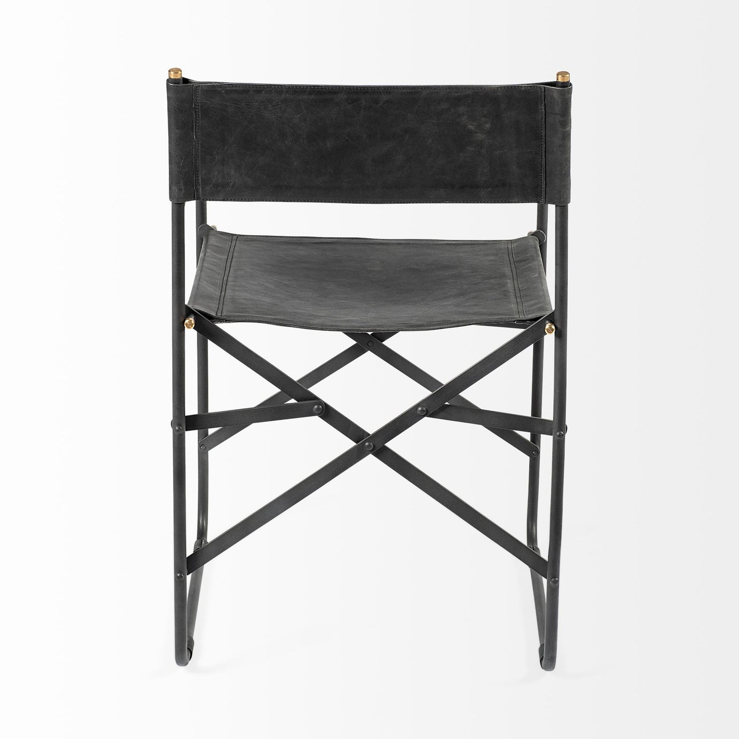 Black Leather Open Back Dining Arm Chair