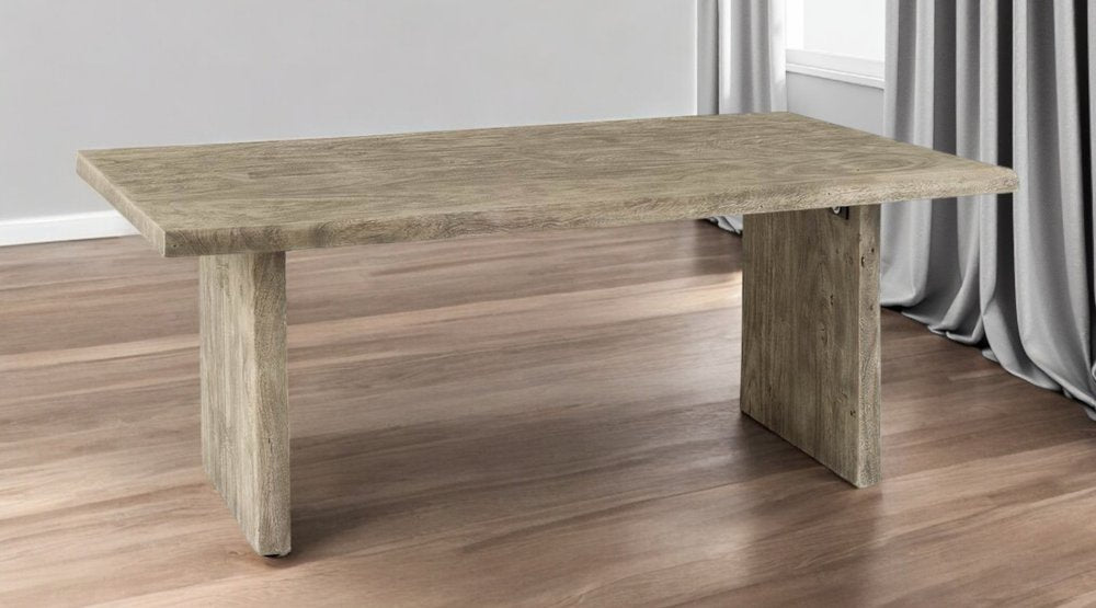 80" Gray Solid Wood Sled Base Dining Table