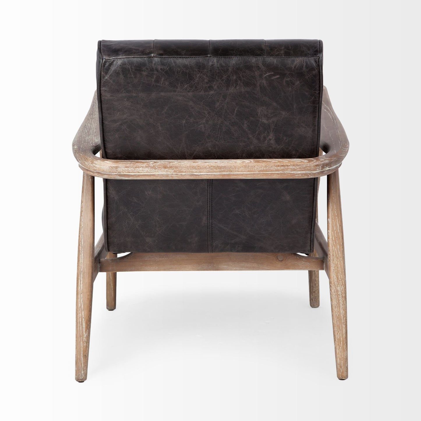 28" Black and Brown Leather Tufted Lounge Chair