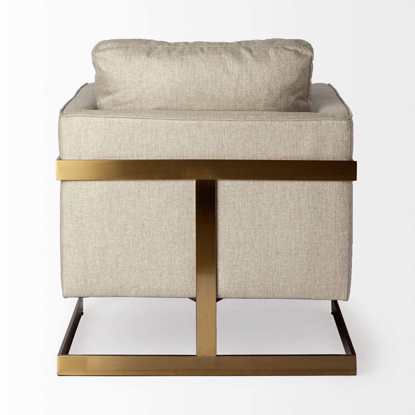 31" Cream and Gold Fabric Arm Chair