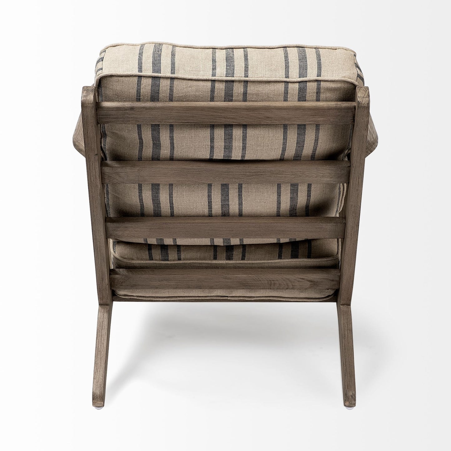31" Beige Gray and Brown Fabric Striped Lounge Chair