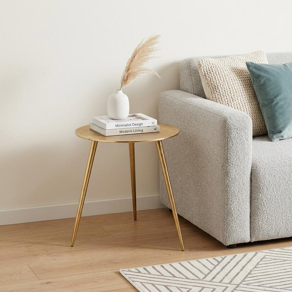 17" Gold Metal Round End Table