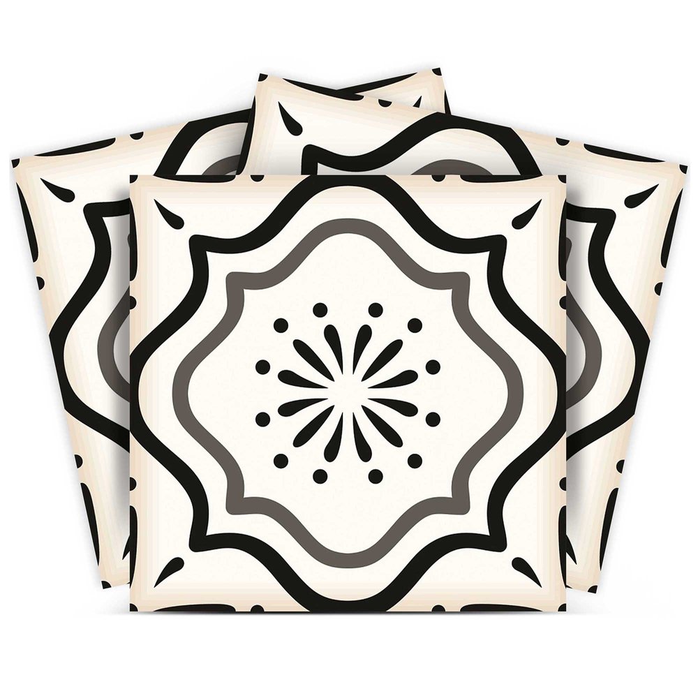7" x 7" Black And White Peel And Stick Removable Tiles