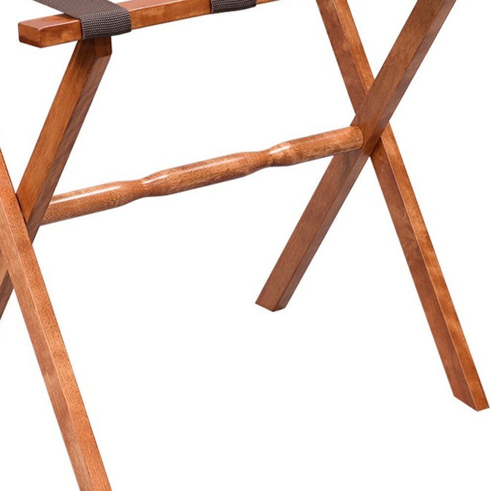 Hotel Light Walnut Folding Luggage Rack With Four Straps