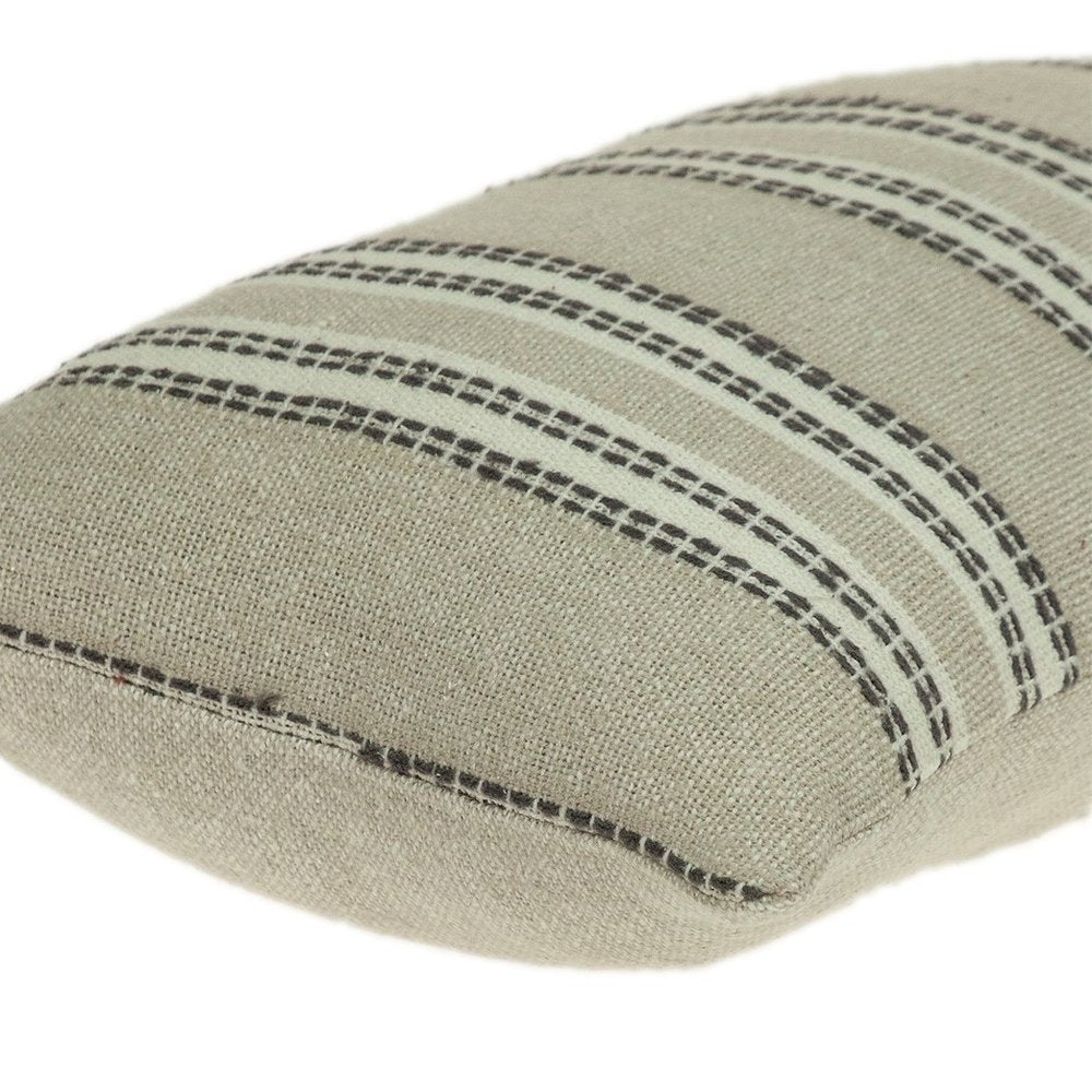 Oatmeal Stripe Weave Lumbar Throw Pillow