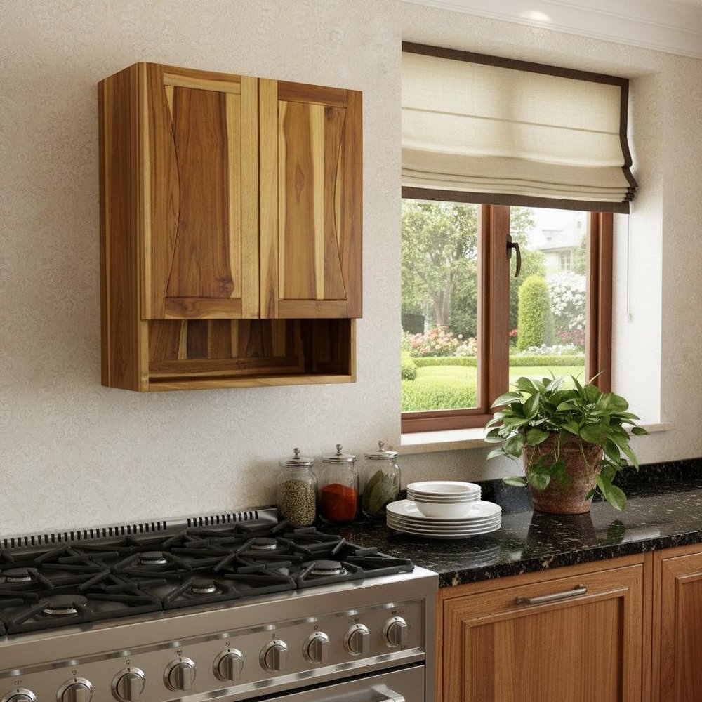 24" Brown Solid Wood Wall Mounted Accent Cabinet