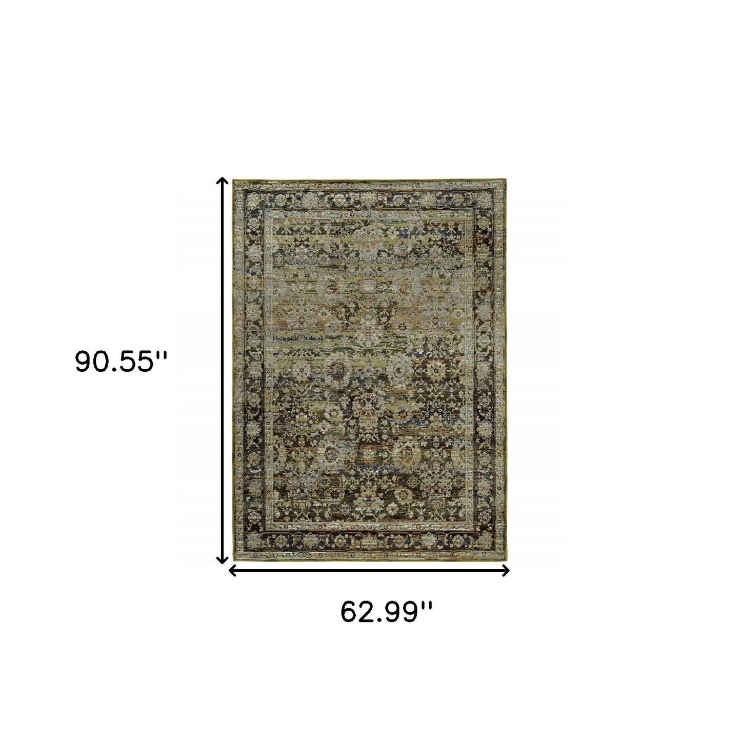 9' X 12' Green And Brown Floral Area Rug