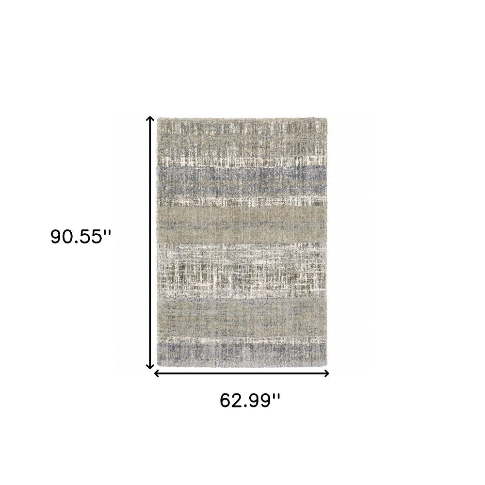 4' X 6' Grey And Ivory Abstract Lines Area Rug