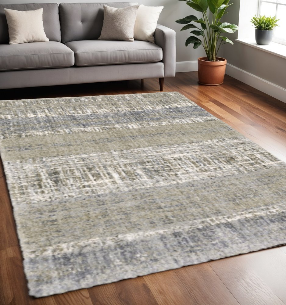 4' X 6' Grey And Ivory Abstract Lines Area Rug