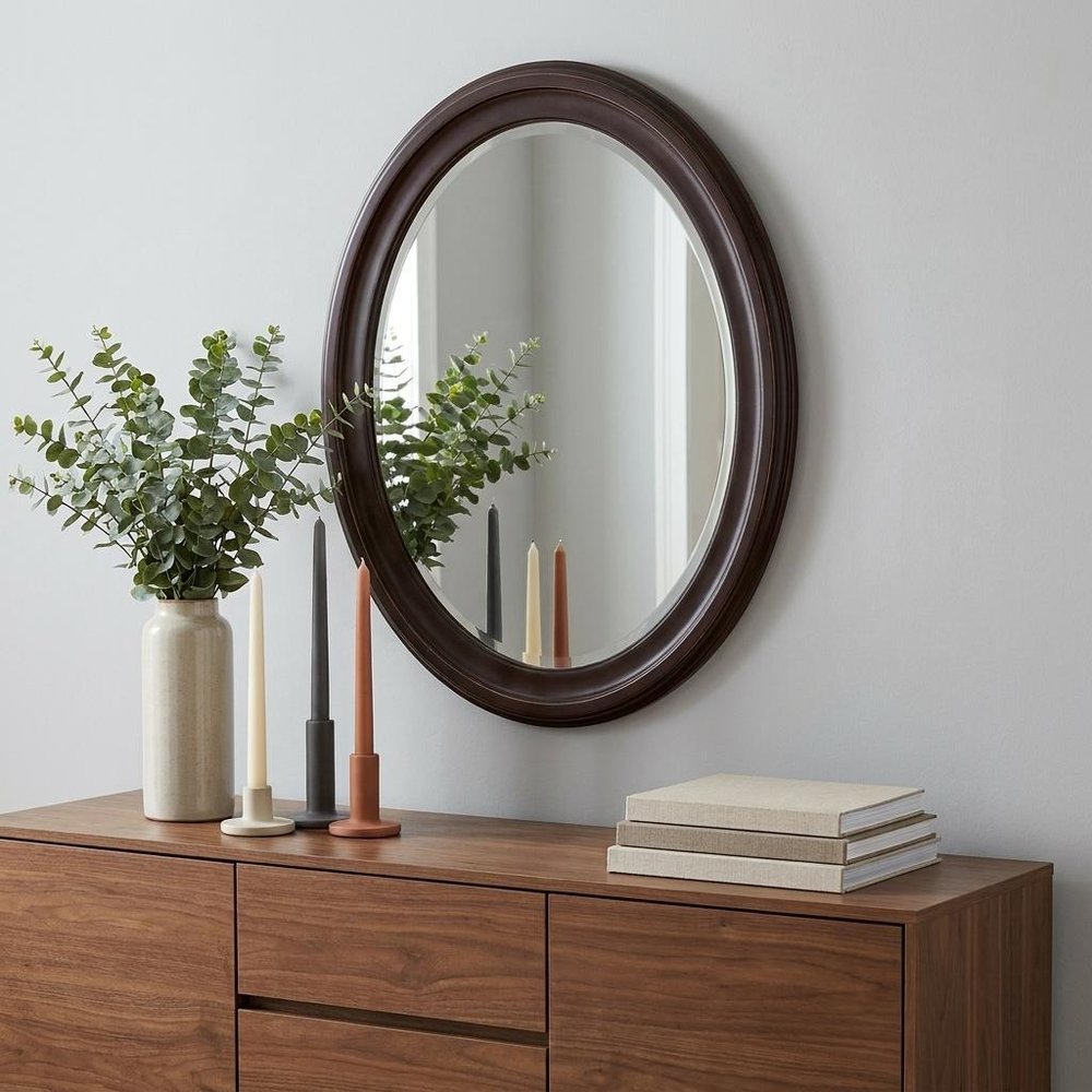 33" Bronze Oval Framed Accent Mirror