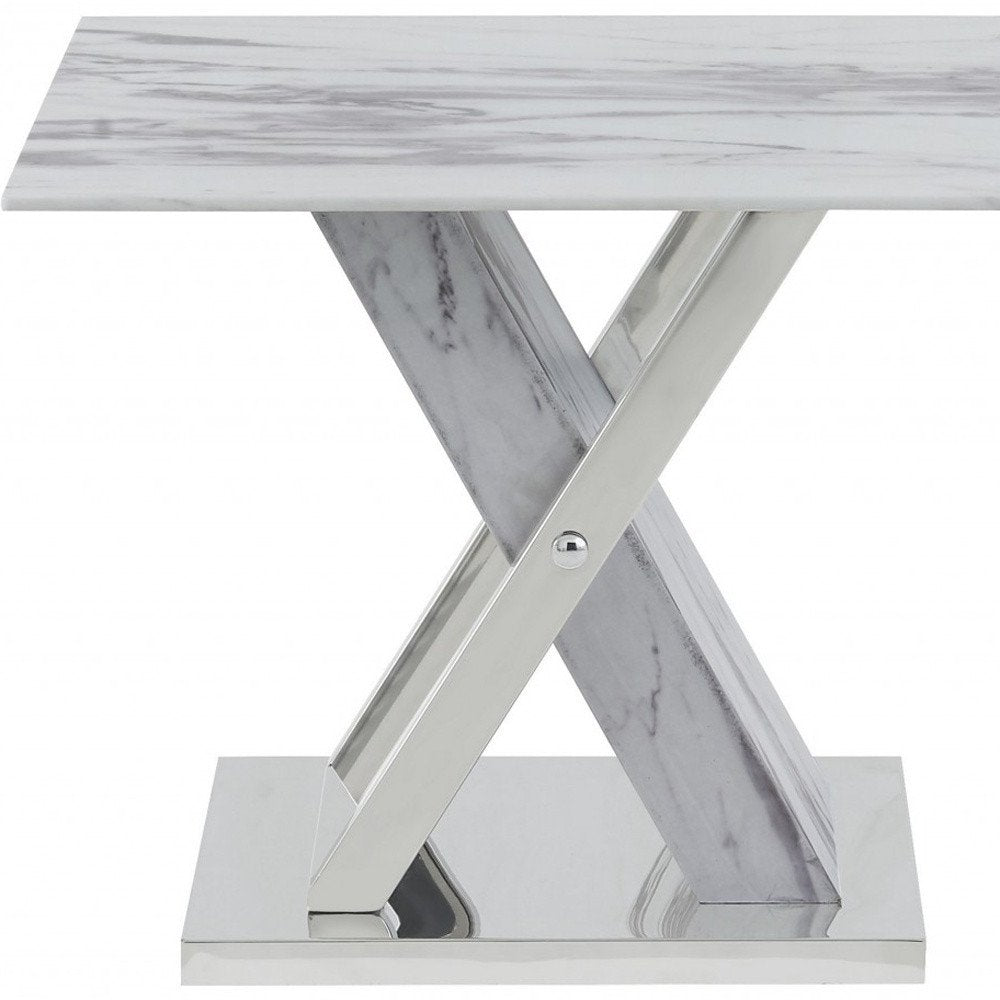 18" Silver And White Solid and Manufactured Wood Square End Table
