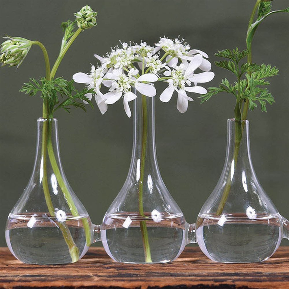 Set of Five Clear Cojoined Glass Bud Vases