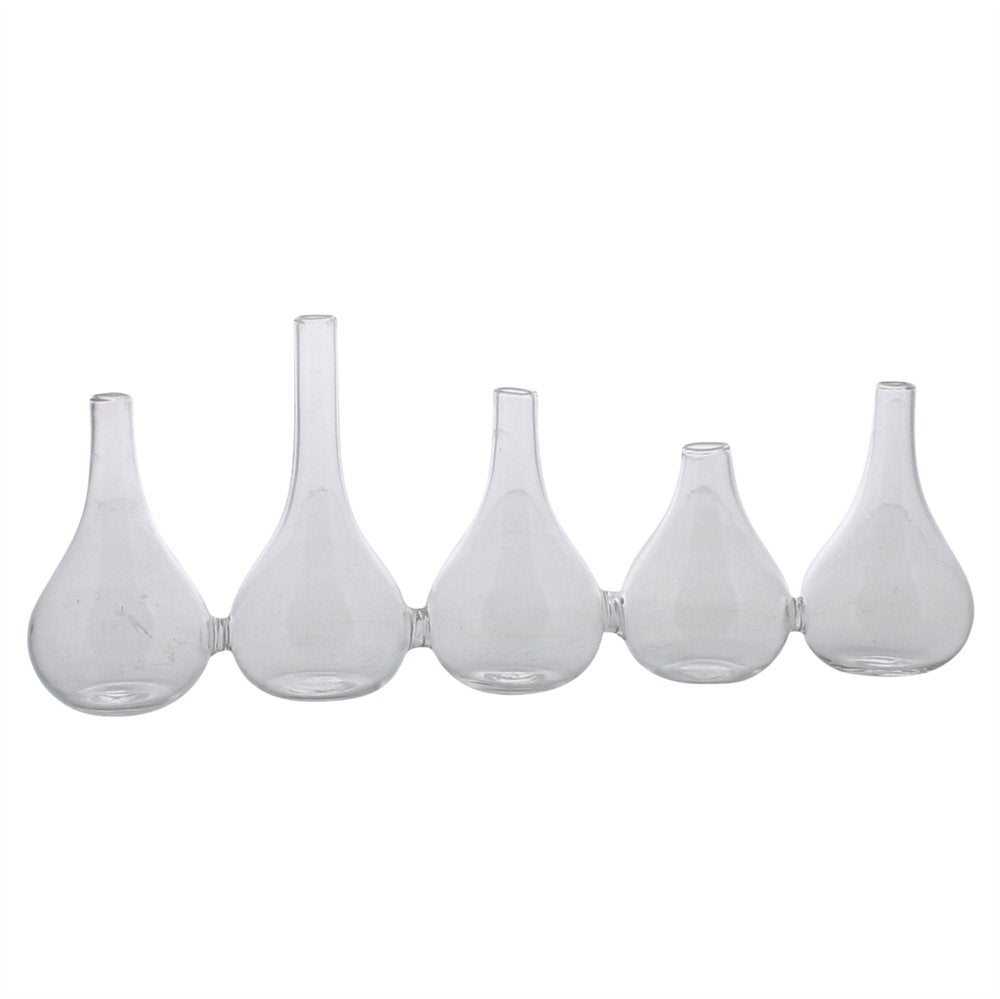 Set of Five Clear Cojoined Glass Bud Vases