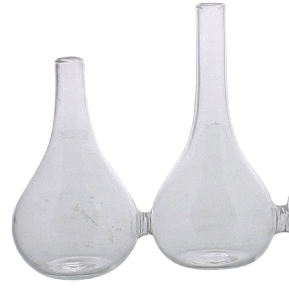 Set of Five Clear Cojoined Glass Bud Vases