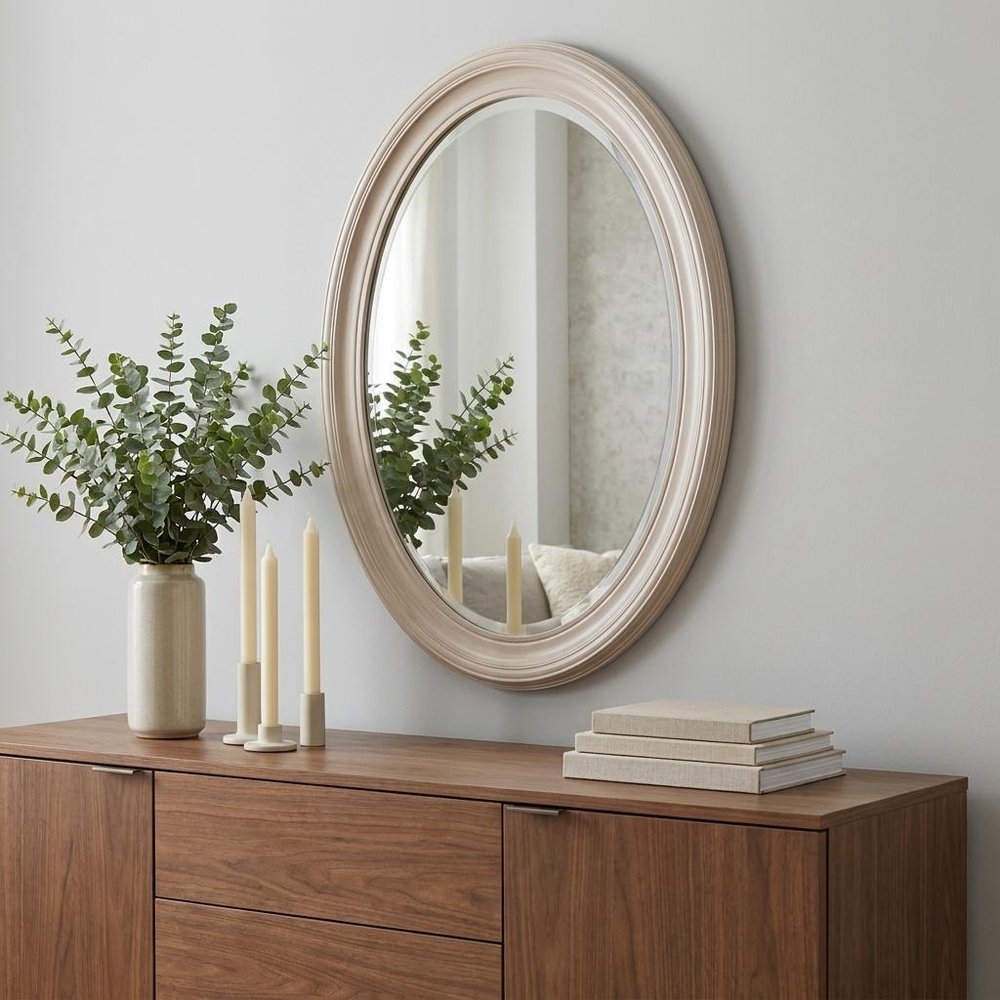 33" Silver Oval Framed Accent Mirror