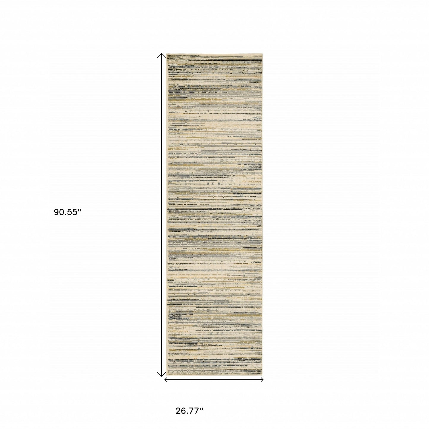 8' Ivory Sage Abtract Lines Indoor Runner Rug