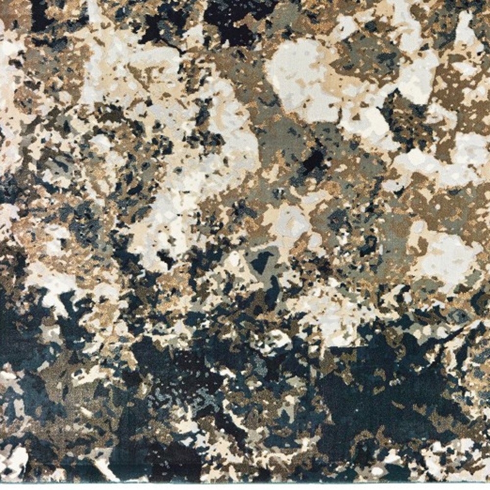 5' X 8' Ivory And Navy Blue Abstract Area Rug
