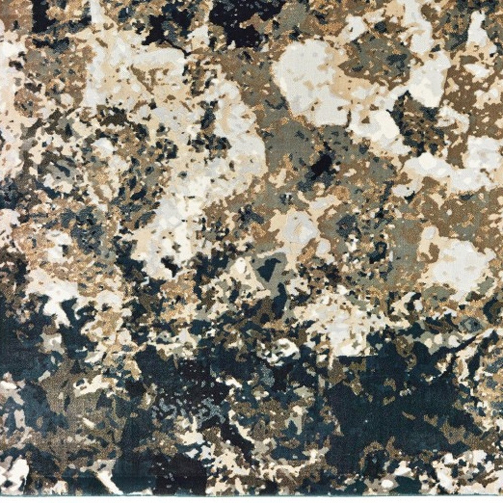 4' X 6' Ivory And Navy Blue Abstract Area Rug