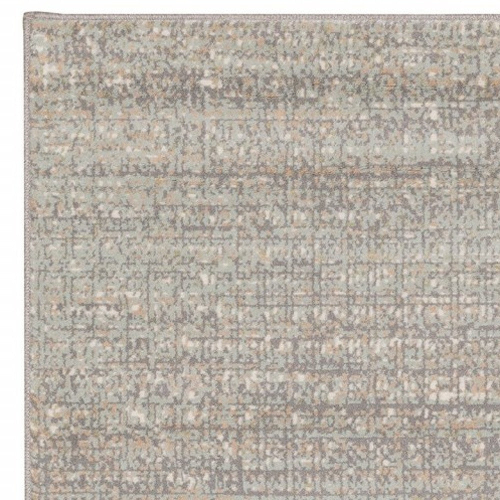 5' X 8' Gray And Green Abstract Distressed Area Rug