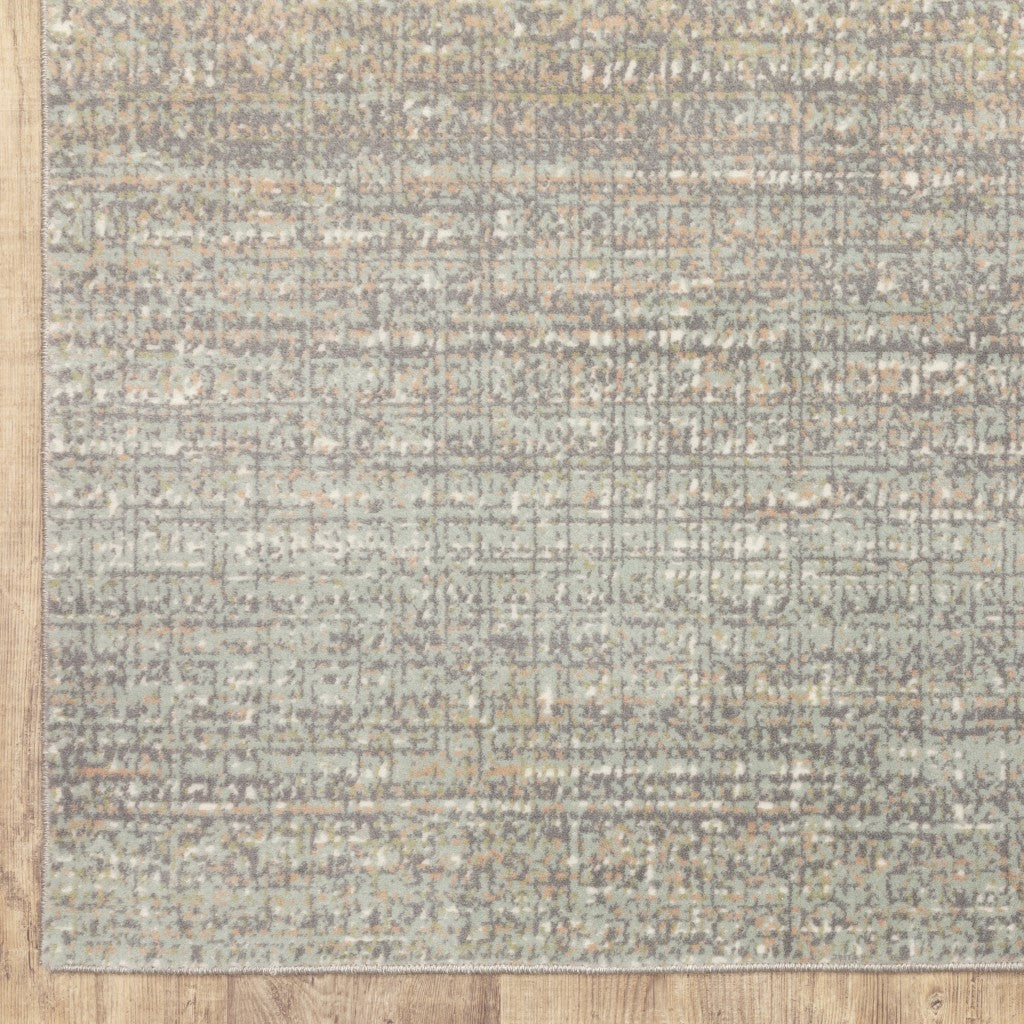 10' X 13' Gray And Green Abstract Distressed Area Rug