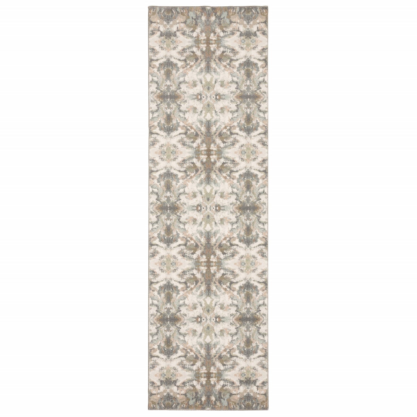 4' X 6' Ivory And Gray Ikat Area Rug