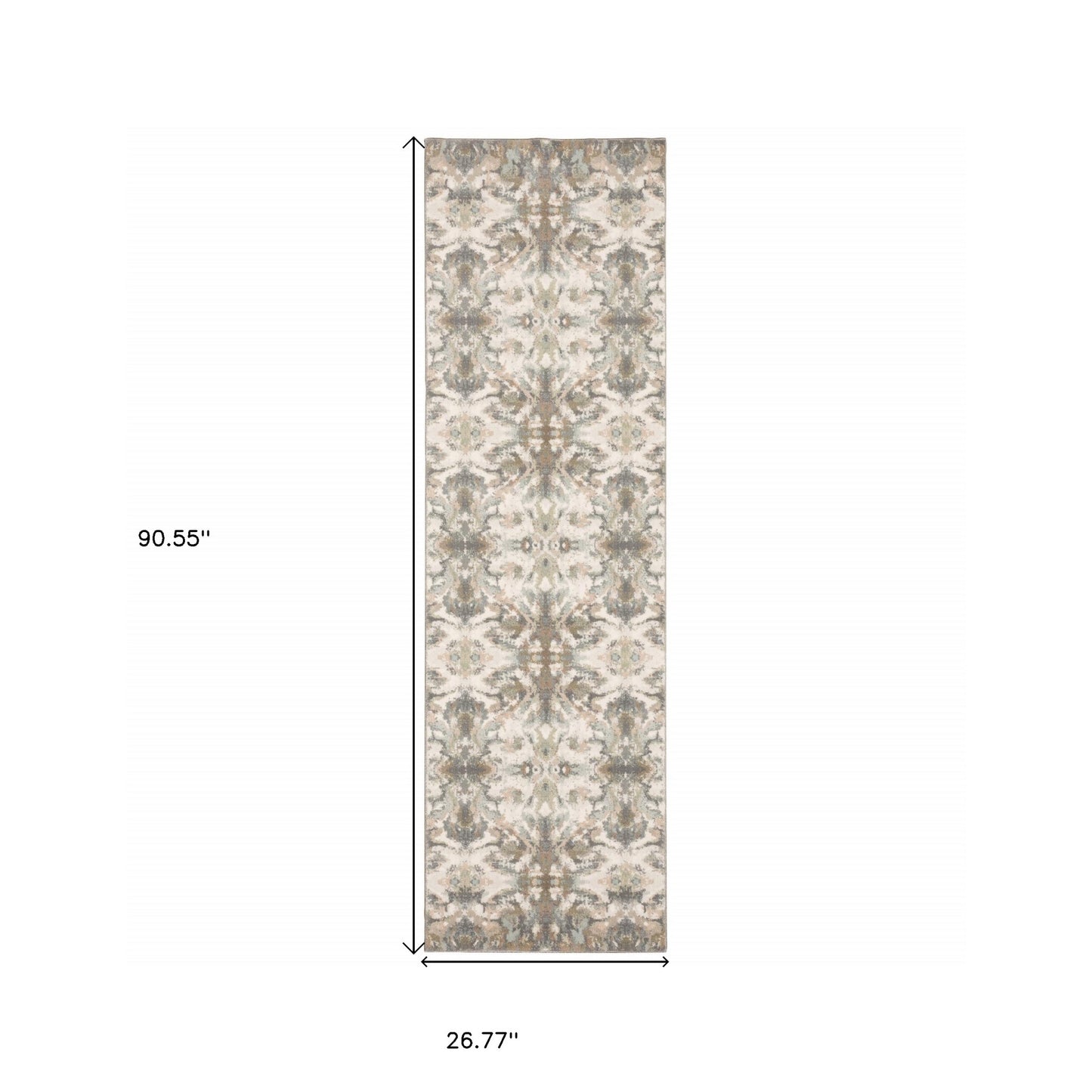 4' X 6' Ivory And Gray Ikat Area Rug