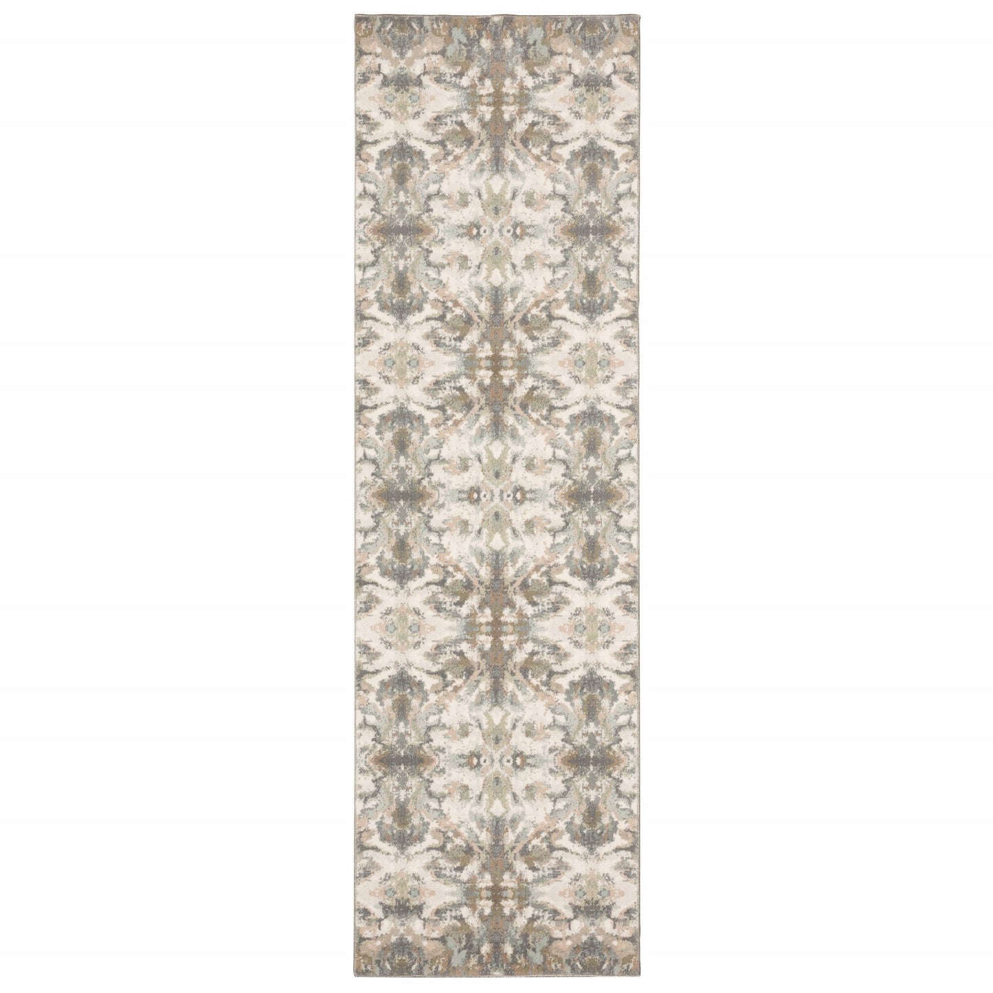 4' X 6' Ivory And Gray Ikat Area Rug