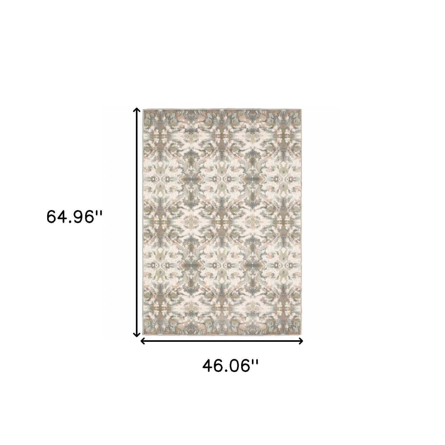 4' X 6' Ivory And Gray Ikat Area Rug