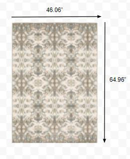 4' X 6' Ivory And Gray Ikat Area Rug