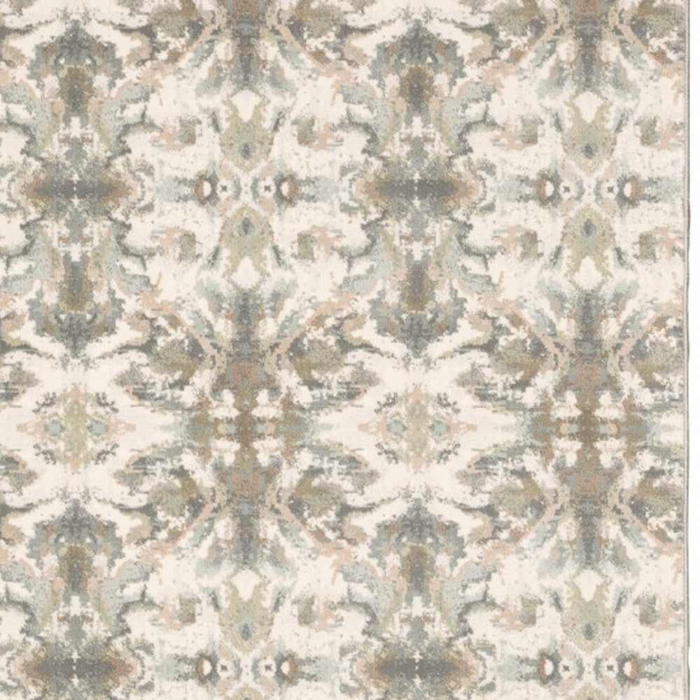 4' X 6' Ivory And Gray Ikat Area Rug