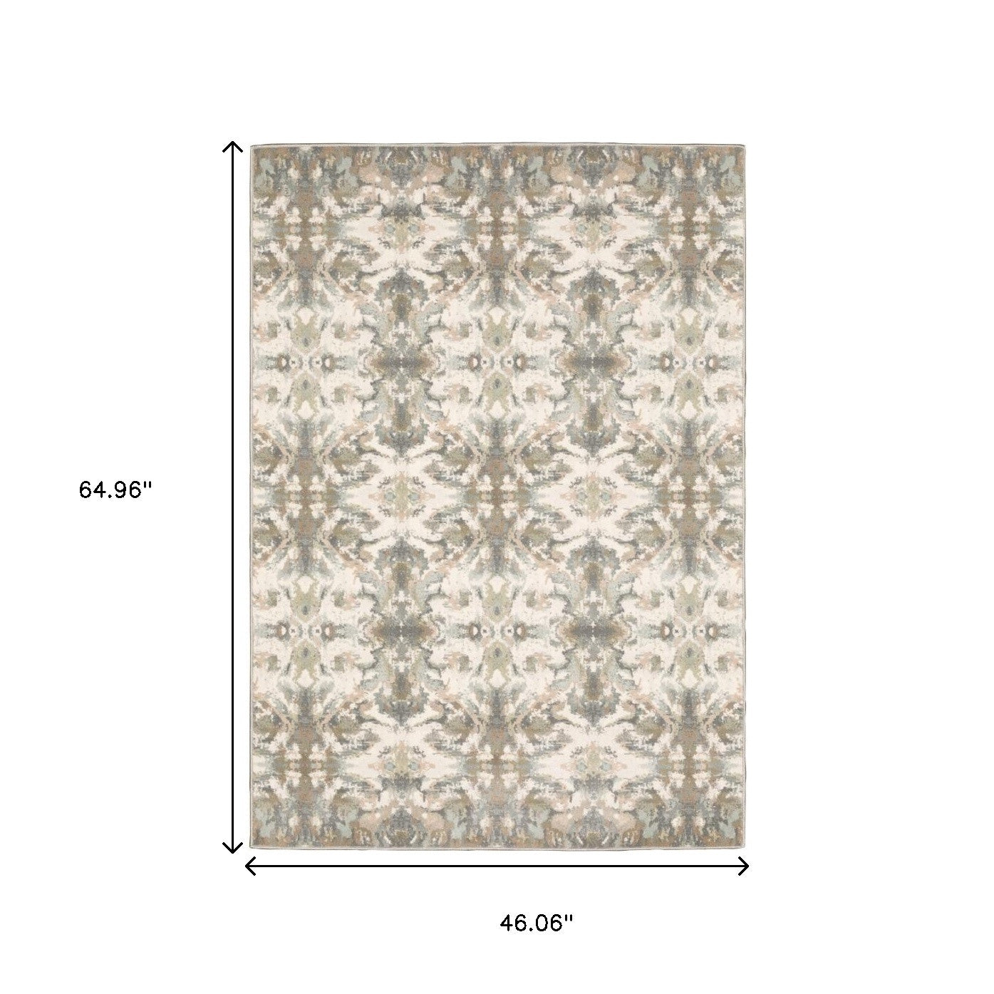 4' X 6' Ivory And Gray Ikat Area Rug
