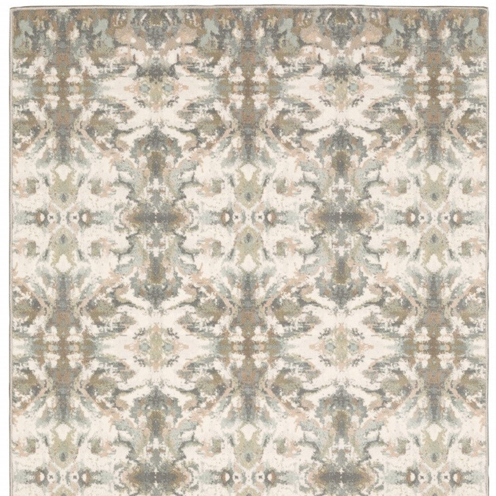 4' X 6' Ivory And Gray Ikat Area Rug