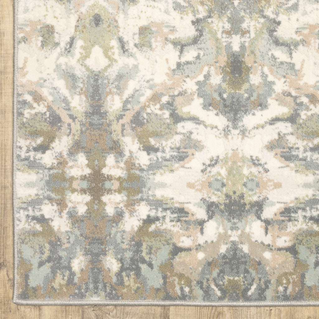 4' X 6' Ivory And Gray Ikat Area Rug