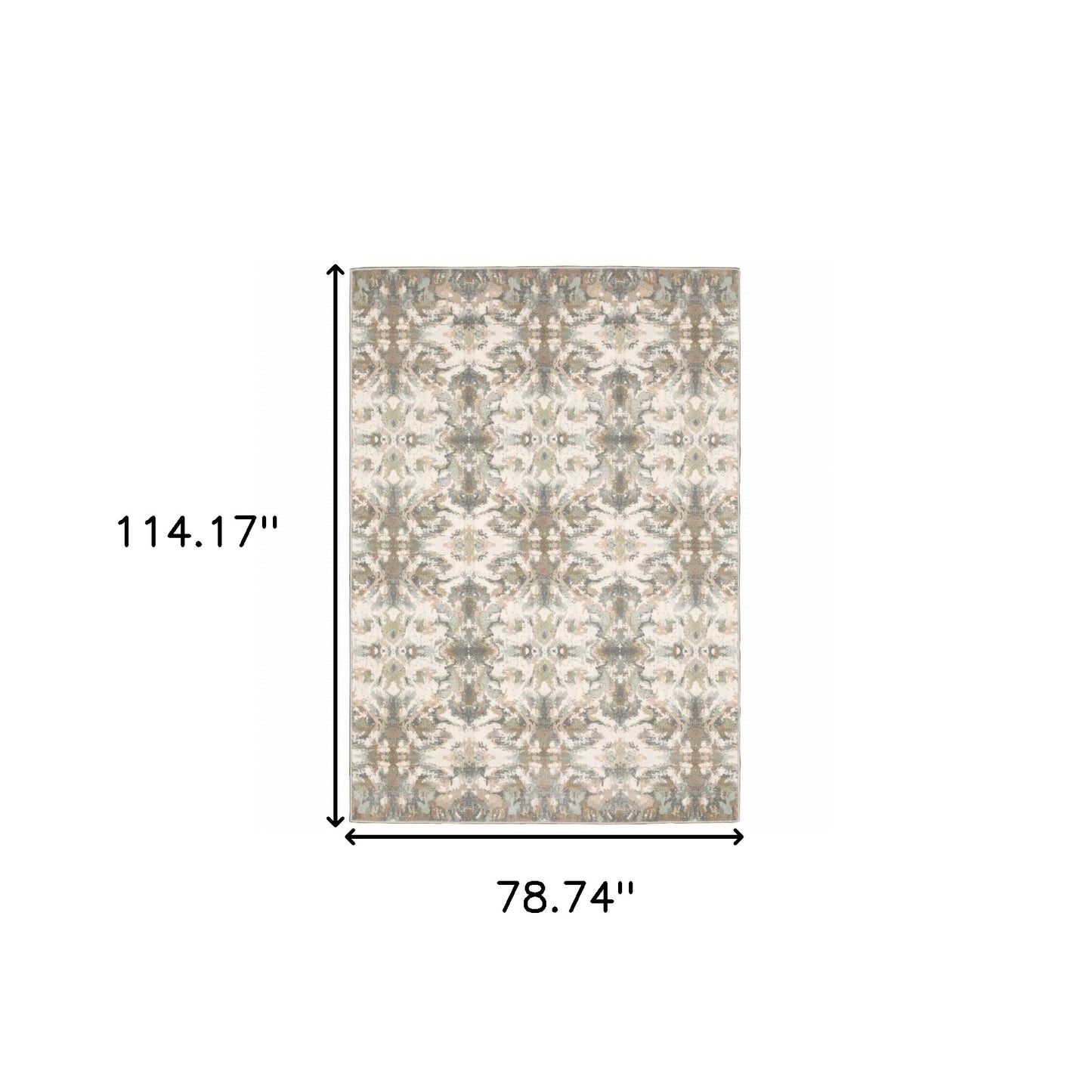 4' X 6' Ivory And Gray Ikat Area Rug