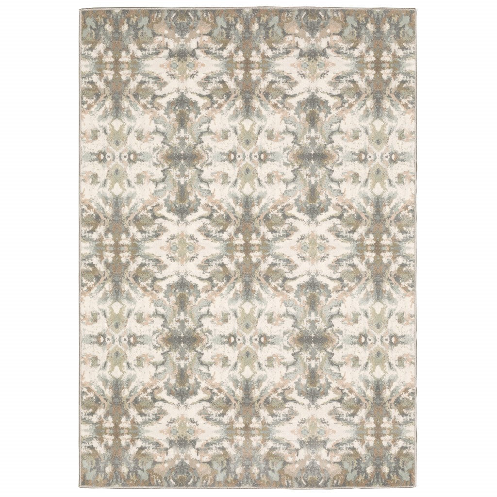 4' X 6' Ivory And Gray Ikat Area Rug