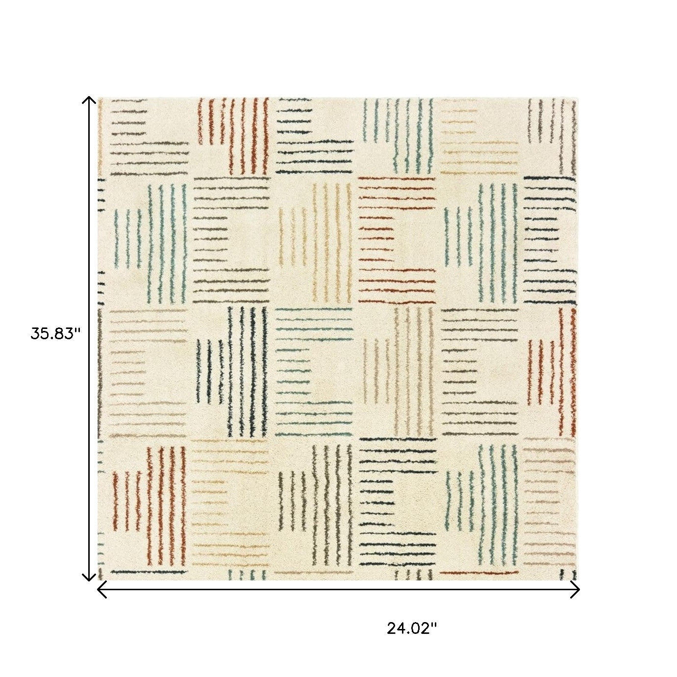 2' X 3' Ivory Blue And Red Geometric Area Rug