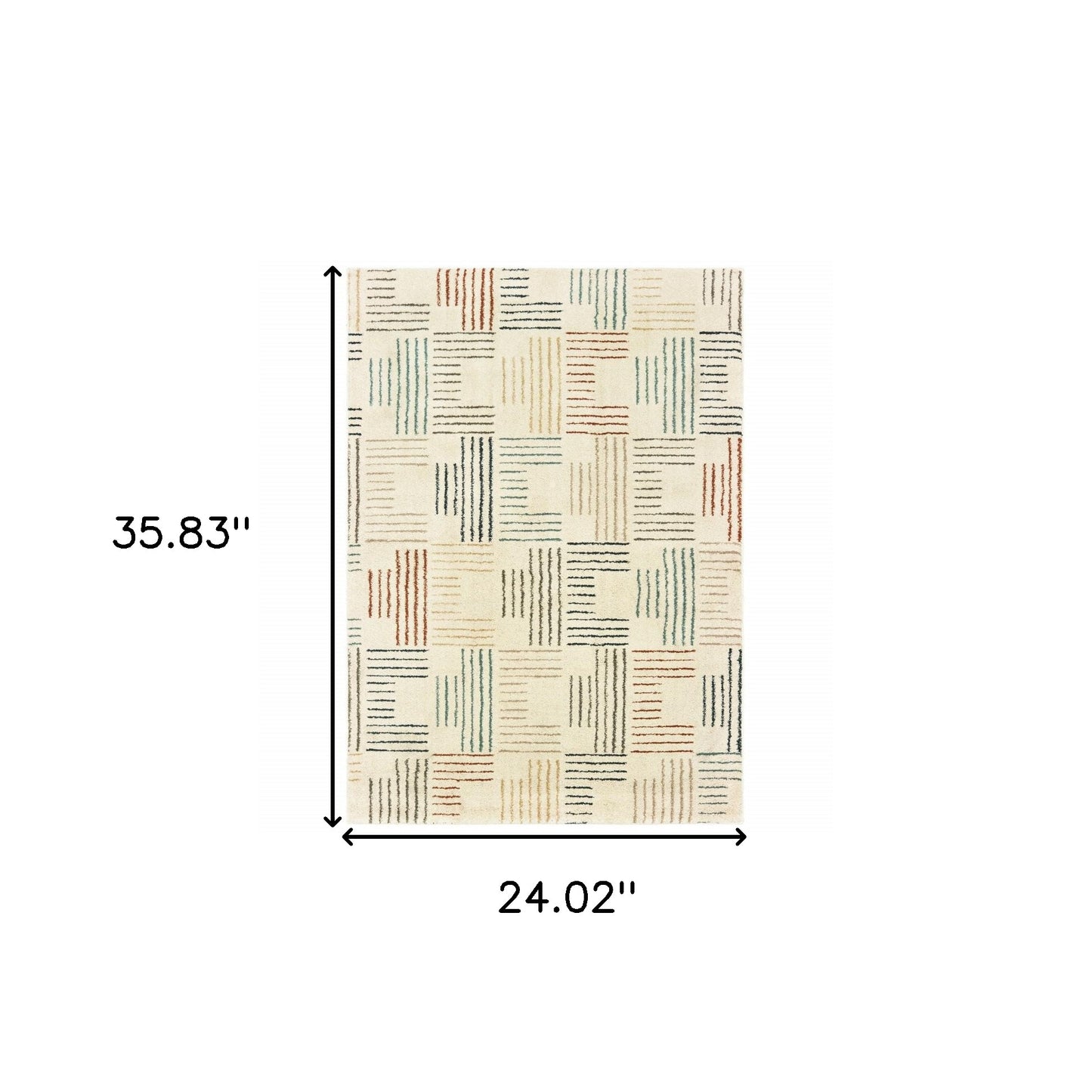 2' X 3' Ivory Blue And Red Geometric Area Rug