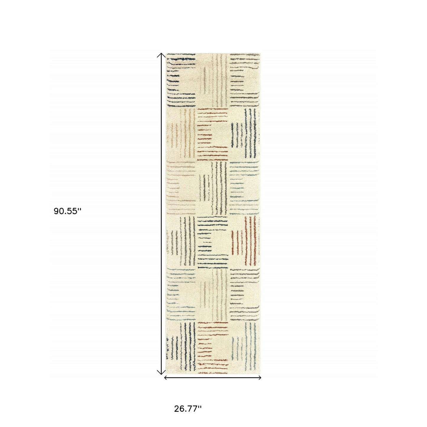 2' X 3' Ivory Blue And Red Geometric Area Rug