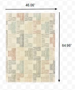 2' X 3' Ivory Blue And Red Geometric Area Rug