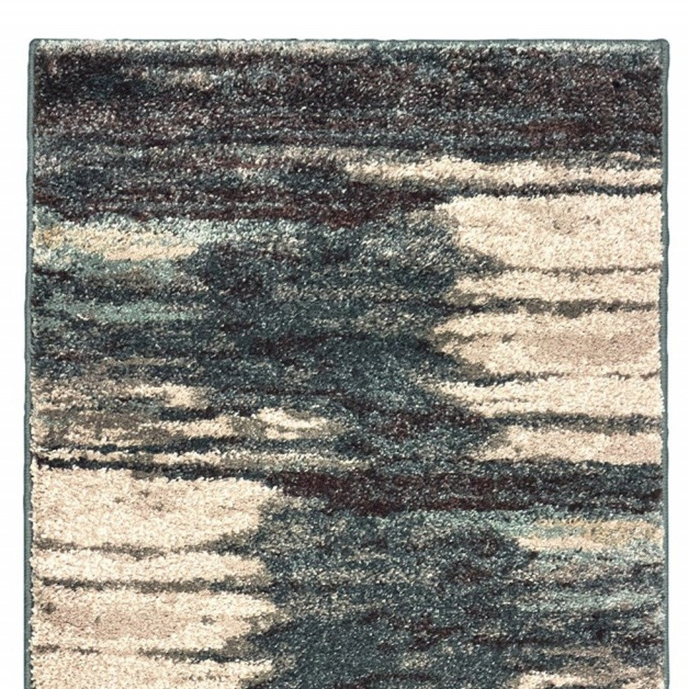 6' X 9' Ivory Blue And Gray Abstract Area Rug